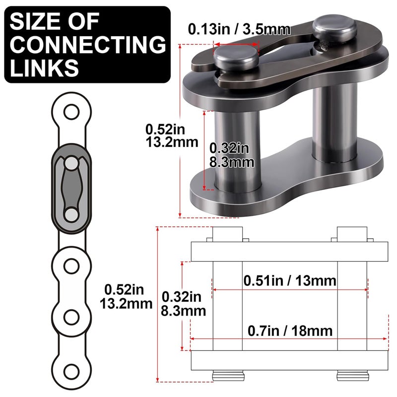 Deozu 10pcs #35 Chain, 35 Chain Master Link, Alloy Bike Chain Link, Heavy Duty Master Link Connector for Bike, Bicycle, Mini Karting, Go Kart Cart, Scooter - #35 - Image 2
